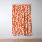 Funky Abstract Amoeba Dance Pattern Blush Pink and Orange Window Curtain Gallery Image 3