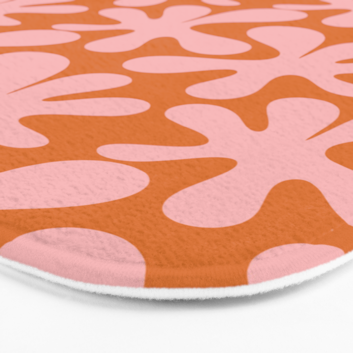 Funky Abstract Amoeba Dance Pattern Blush Pink and Orange Bath Mat Gallery Image 3
