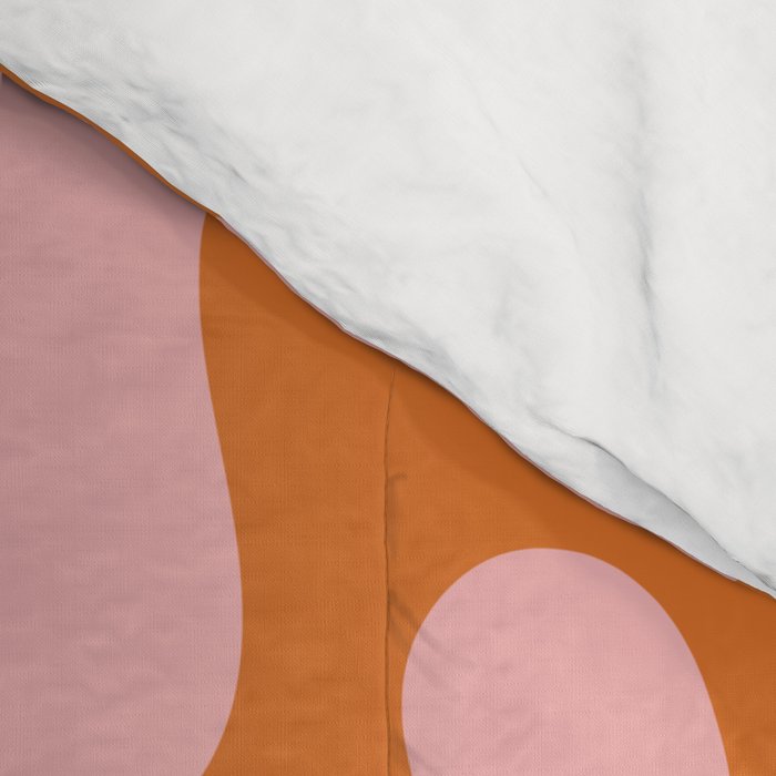 Funky Abstract Amoeba Dance Pattern Blush Pink and Orange Comforter Gallery Image 4
