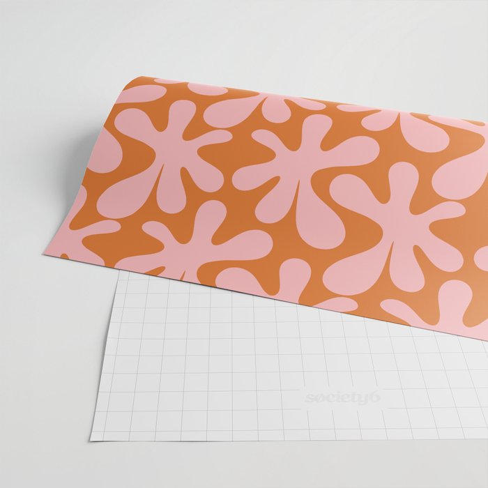 Funky Abstract Amoeba Dance Pattern Blush Pink and Orange Wrapping Paper Gallery Image 2