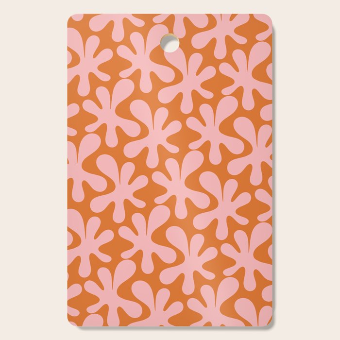 Funky Abstract Amoeba Dance Pattern Blush Pink and Orange Cutting Board Gallery Image 1