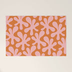 Funky Abstract Amoeba Dance Pattern Blush Pink and Orange Welcome Mat Gallery Image 1