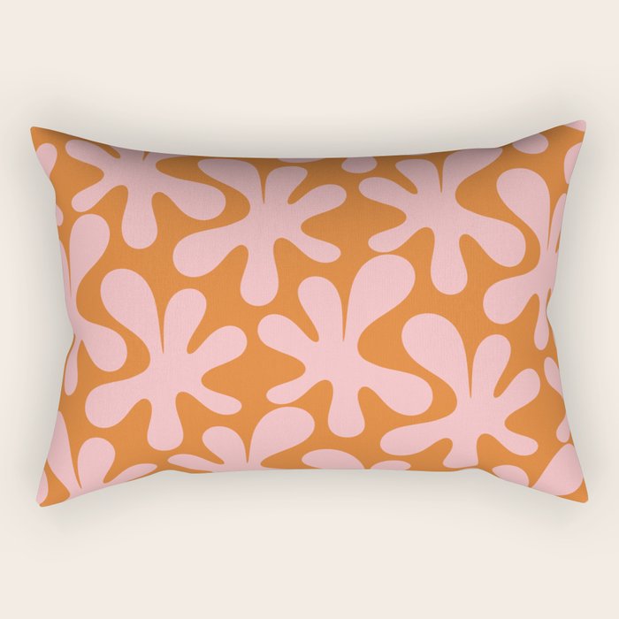Funky Abstract Amoeba Dance Pattern Blush Pink and Orange Rectangular Pillow Gallery Image 2