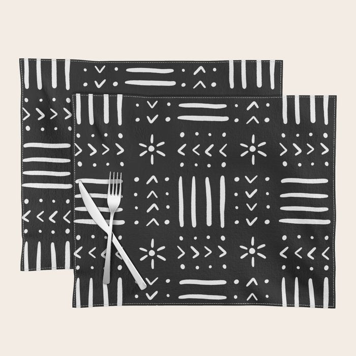 Mudcloth III (Black) Placemat Gallery Image 1