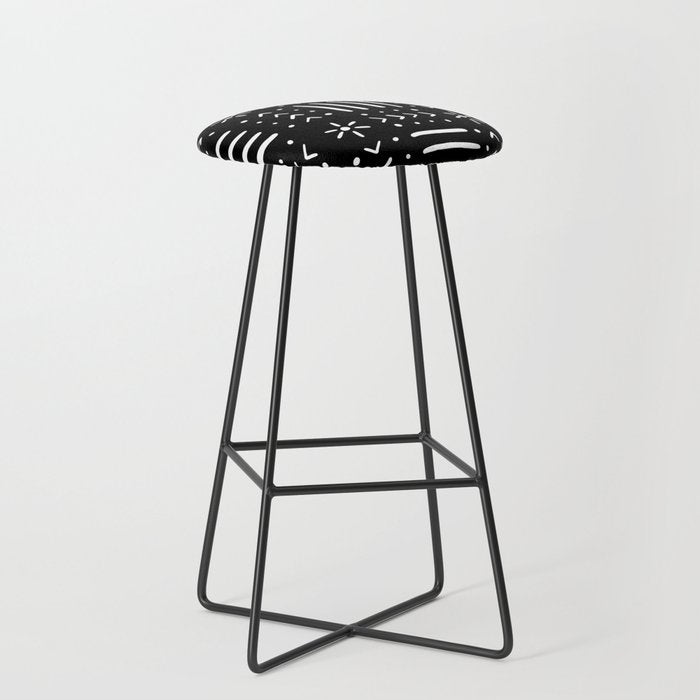 Mudcloth III (Black) Stool Gallery Image 1