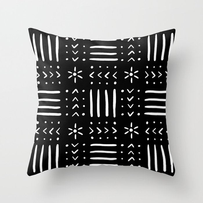 Mudcloth III (Black) Throw Pillow Gallery Image 6