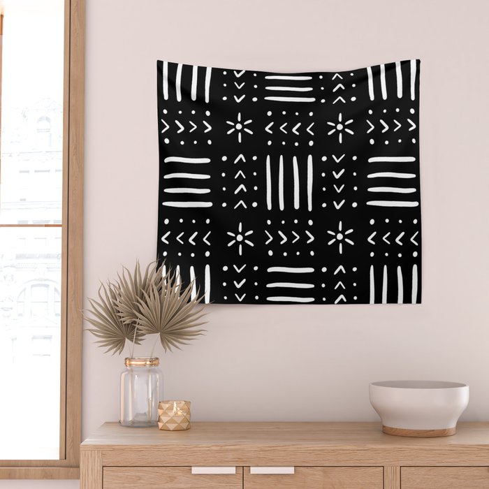 Mudcloth III (Black) Wall Tapestry Gallery Image 2