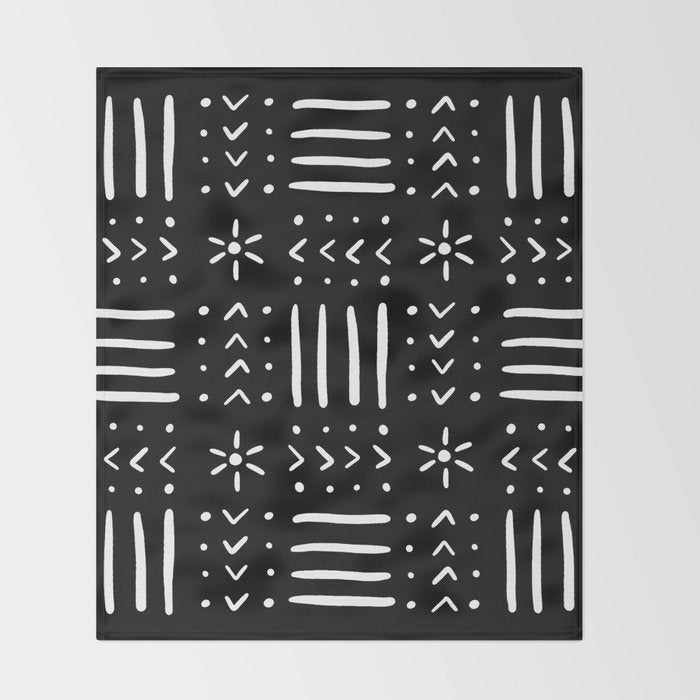 Mudcloth III (Black) Throw Blanket Gallery Image 2