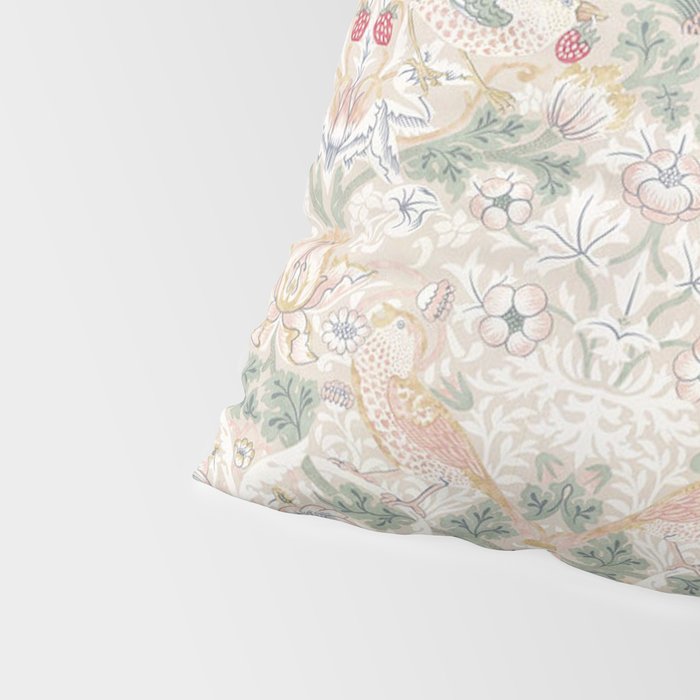 William Morris Vintage Strawberry Thief Soft Cream Pattern Pillow Sham Gallery Image 4
