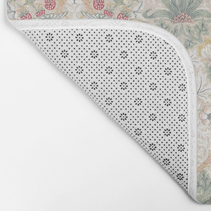 William Morris Vintage Strawberry Thief Soft Cream Pattern Bath Mat Gallery Image 2