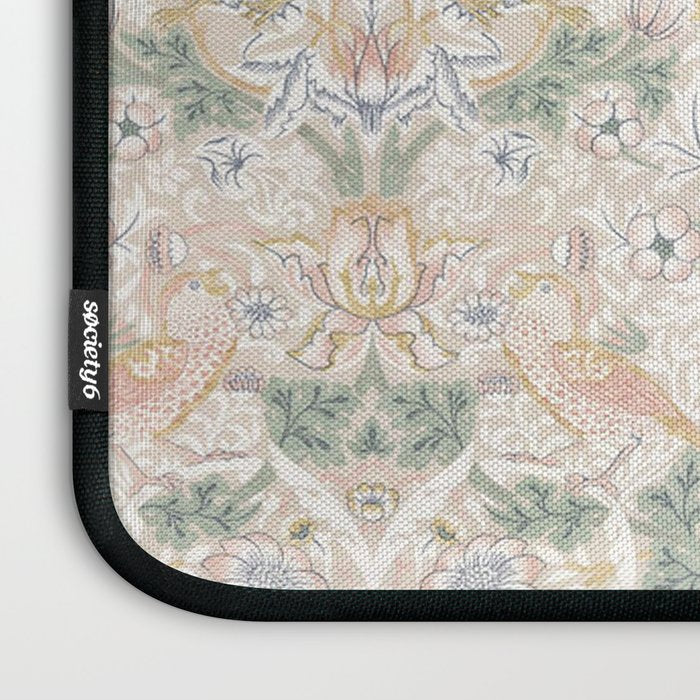 William Morris Vintage Strawberry Thief Soft Cream Pattern Laptop Sleeve Gallery Image 3
