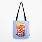 One More Bloody Mary Please, Cocktails Typography Happy Hour Alcohol, Weekend Drinks Beverages Summer Eclectic Lemon Painting Tote Bag Gallery Image 2