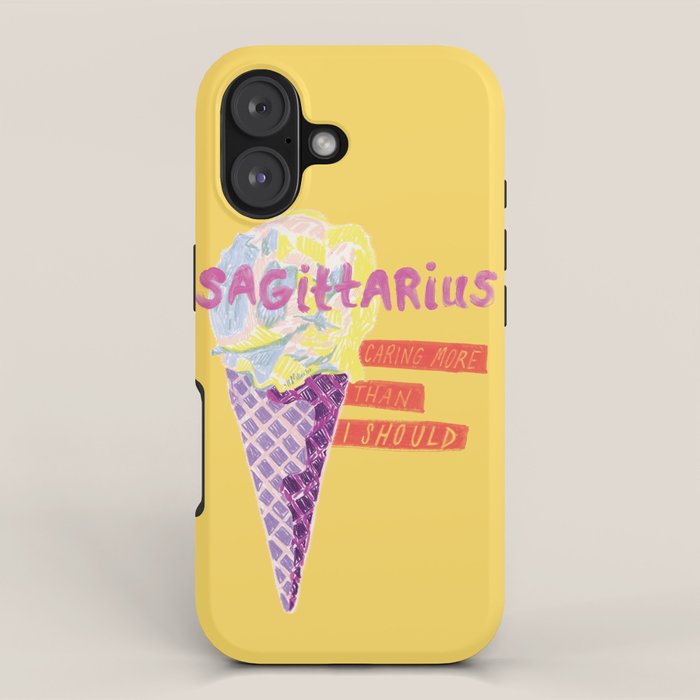 Sagittarius Cares in Sunshine Yellow | Zodiac Series  iPhone Case Gallery Image 1