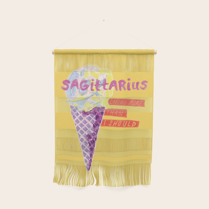 Sagittarius Cares in Sunshine Yellow | Zodiac Series  Wall Hanging Gallery Image 1