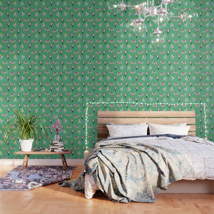 Happy Tropical Jungle Birds Toucan Hummingbird Parrot Green Wallpaper Gallery Image 3