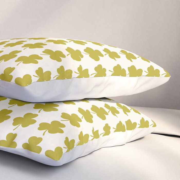 Clovers XIX Chartreuse Botanical Pattern Pillow Sham Gallery Image 3