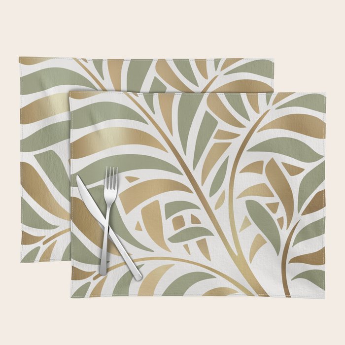 Sage and Gold Modern Leaf Placemat Gallery Image 1