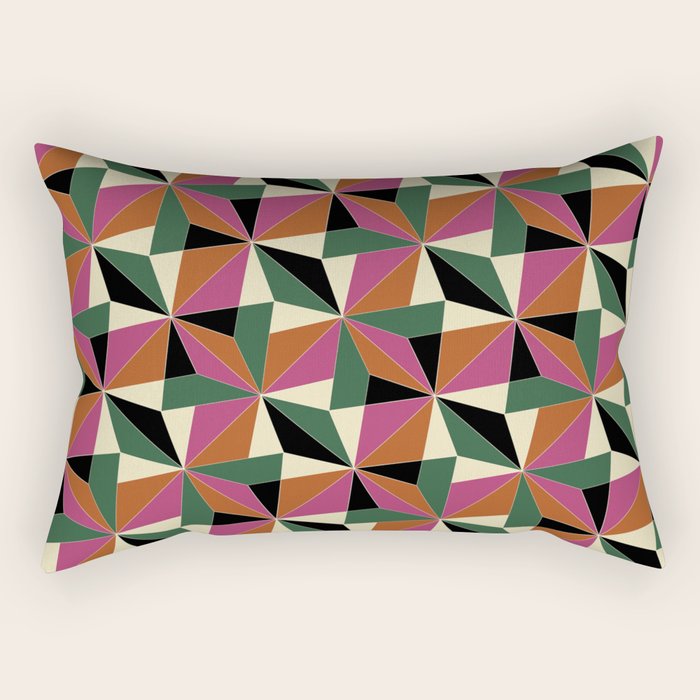 Kaleidoscope Tile Pattern XII Bold Bauhaus Colors Rectangular Pillow Gallery Image 1
