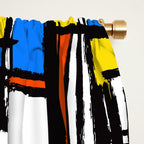 Bauhaus Aesthetic Piet Mondrian De Stijl Inspired Painted Pattern Window Curtain Gallery Image 2