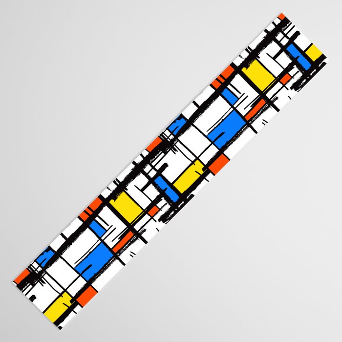 Bauhaus Aesthetic Piet Mondrian De Stijl Inspired Painted Pattern Table Runner Gallery Image 3