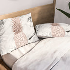 Rose Gold Pineapple on Black and White Marble Pillow Sham Gallery Image 2