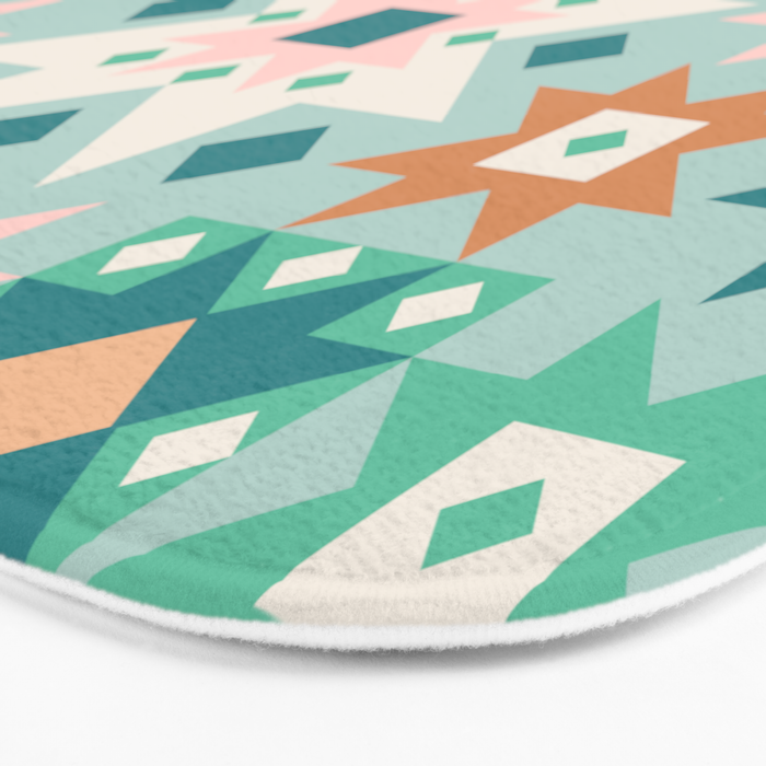 Geometric Quilt - Blue Green Bath Mat Gallery Image 3
