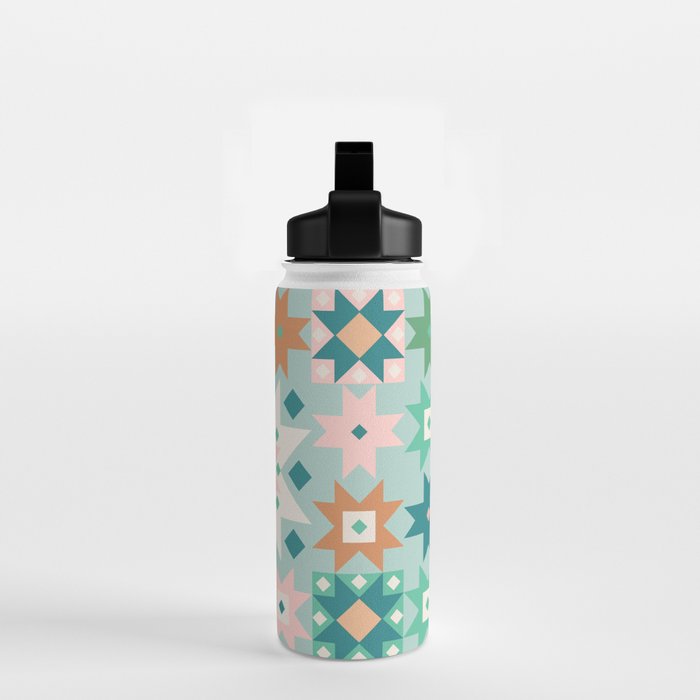 Geometric Quilt - Blue Green Water Bottle Gallery Image 2