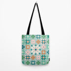 Geometric Quilt - Blue Green Tote Bag Gallery Image 2