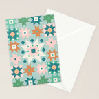 Geometric Quilt - Blue Green Stationery Card Gallery Image 2