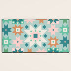 Geometric Quilt - Blue Green Desk Mat Gallery Image 3