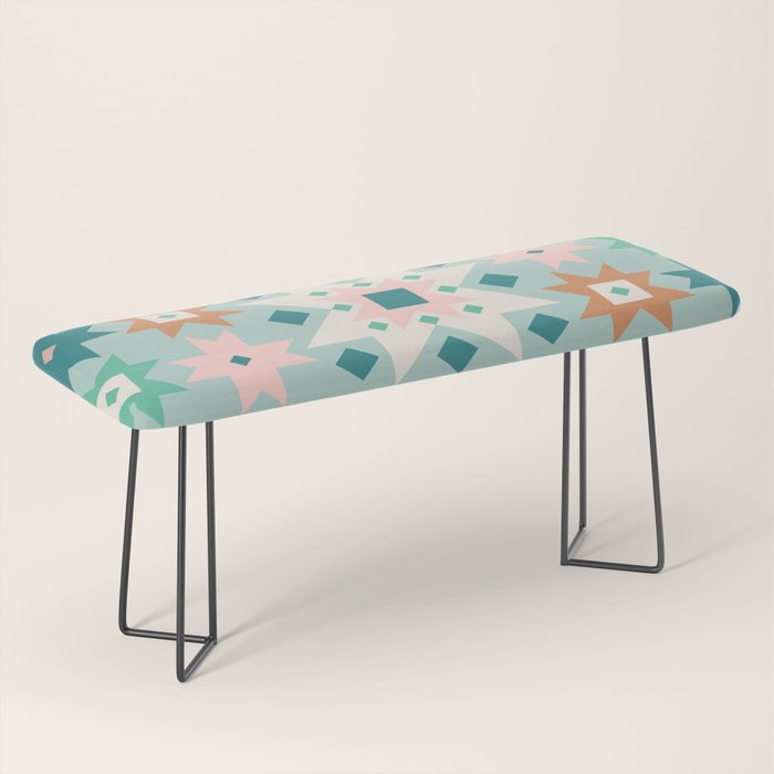 Geometric Quilt - Blue Green Bench Gallery Image 1