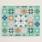 Geometric Quilt - Blue Green Jigsaw Puzzle Gallery Image 1