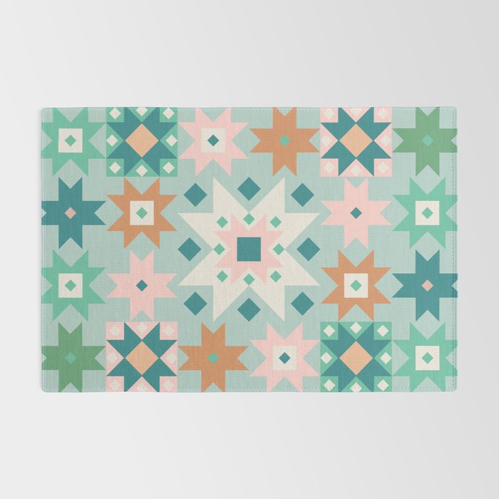 Geometric Quilt - Blue Green Rug Gallery Image 2