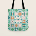 Geometric Quilt - Blue Green Tote Bag Gallery Image 1