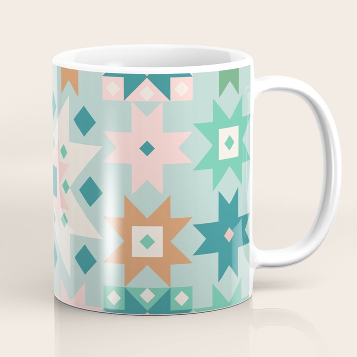 Geometric Quilt - Blue Green Coffee Mug Gallery Image 1