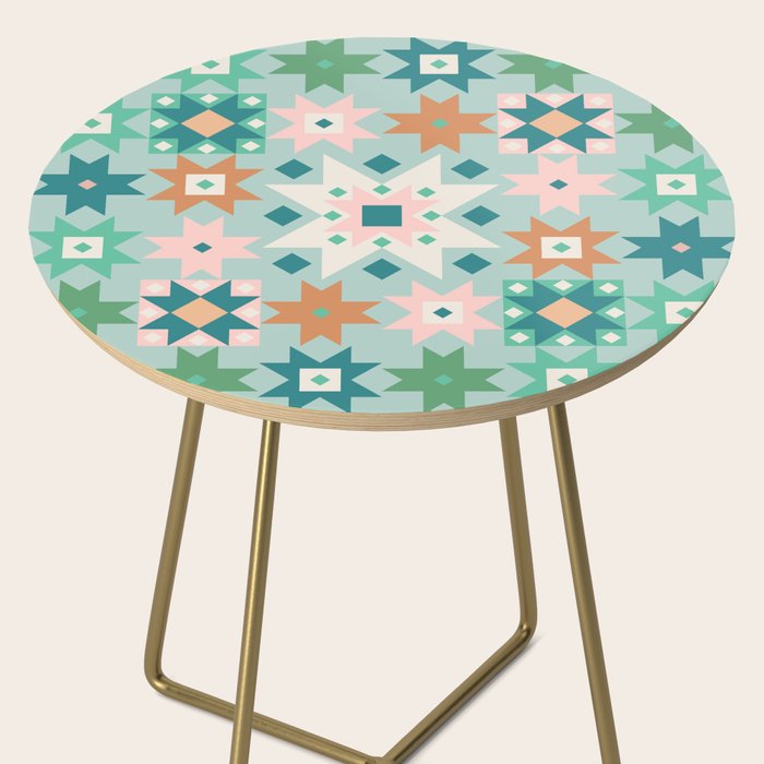 Geometric Quilt - Blue Green Side Table Gallery Image 2