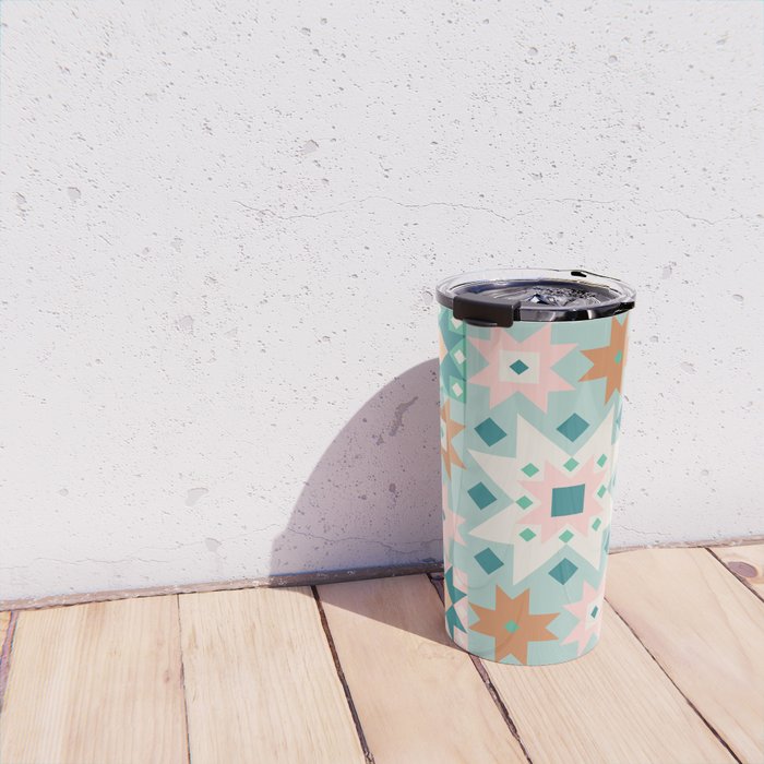 Geometric Quilt - Blue Green Travel Mug Gallery Image 4