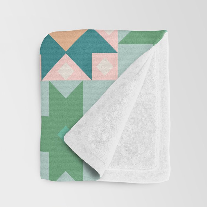 Geometric Quilt - Blue Green Throw Blanket Gallery Image 3