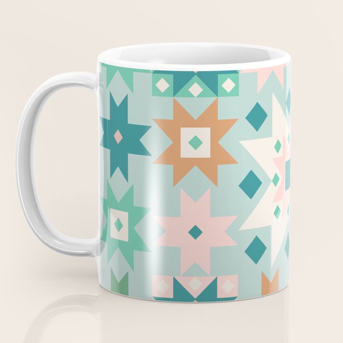 Geometric Quilt - Blue Green Coffee Mug Gallery Image 3