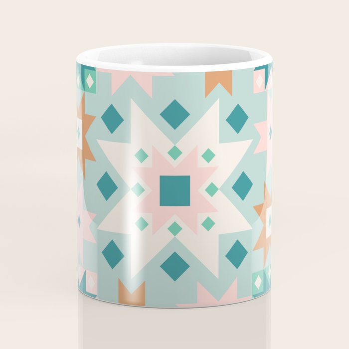 Geometric Quilt - Blue Green Coffee Mug Gallery Image 4