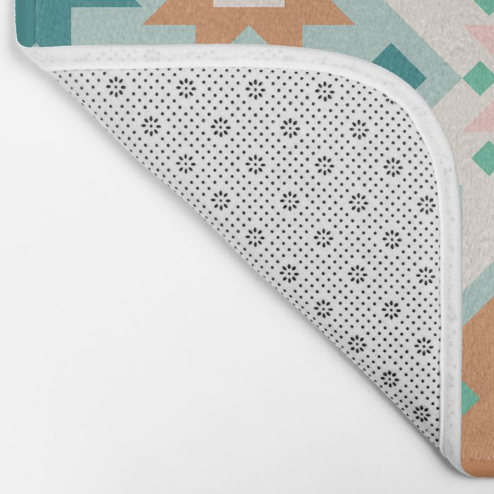 Geometric Quilt - Blue Green Bath Mat Gallery Image 2