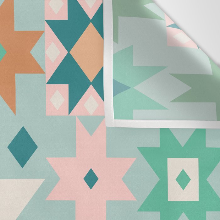 Geometric Quilt - Blue Green Wall Tapestry Gallery Image 3