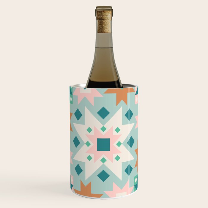 Geometric Quilt - Blue Green Wine Chiller Gallery Image 1