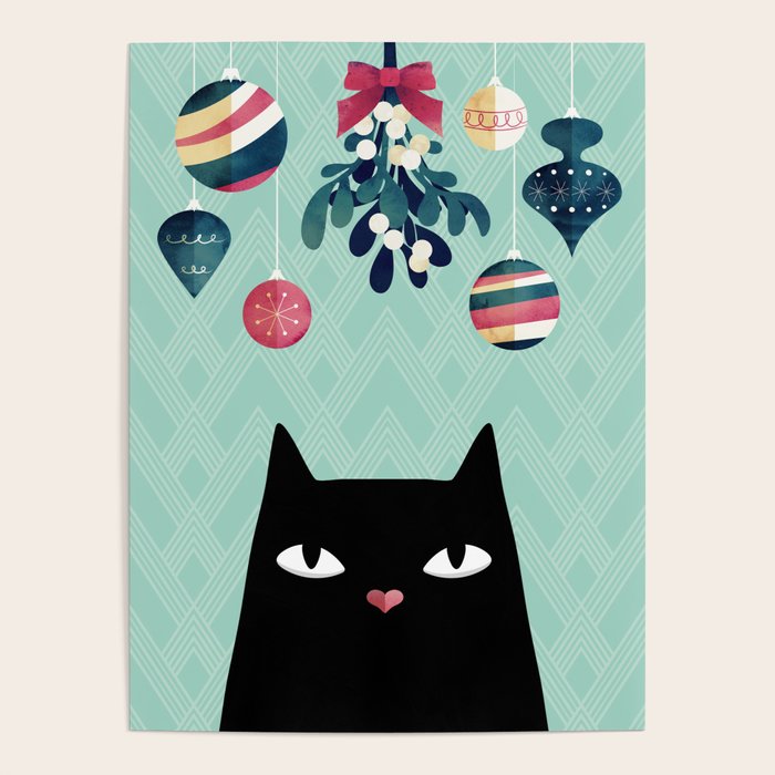 Mistletoe? (Black Cat) Poster Gallery Image 1