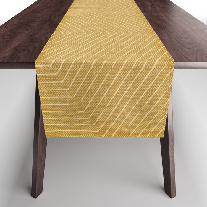 boho hexagon stripes - mustard Table Runner Gallery Image 1