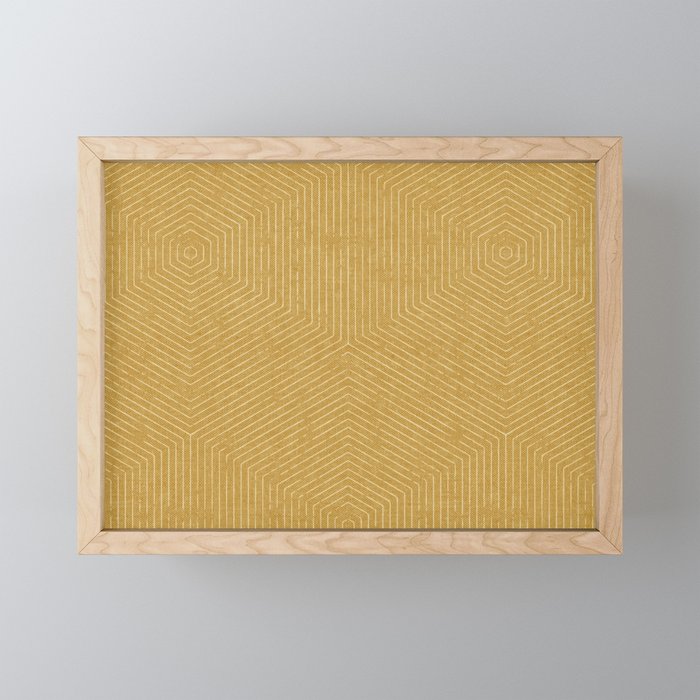 boho hexagon stripes - mustard Mini Art Print Gallery Image 1