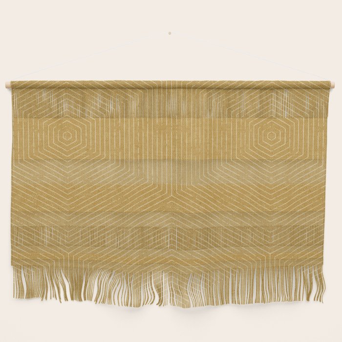 boho hexagon stripes - mustard Wall Hanging Gallery Image 1