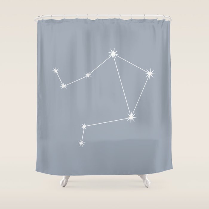 Libra Zodiac Star Constellation Line Art Blue Grey Shower Curtain Gallery Image 1