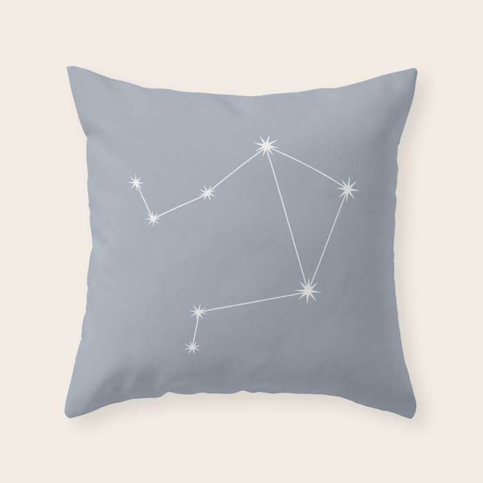 Libra Zodiac Star Constellation Line Art Blue Grey Throw Pillow Gallery Image 1