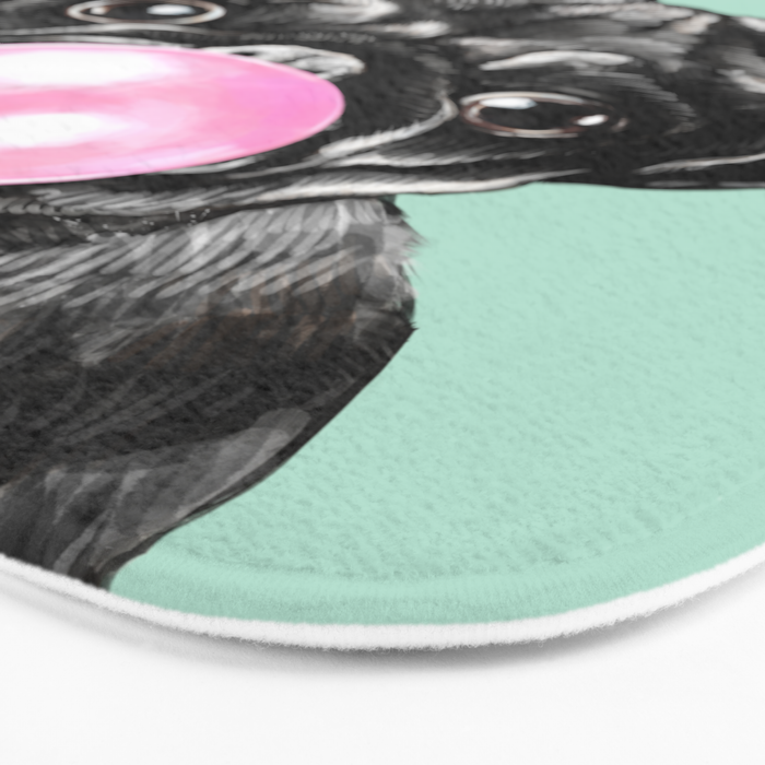 Bubble Gum Black Pug in Green Bath Mat Gallery Image 3